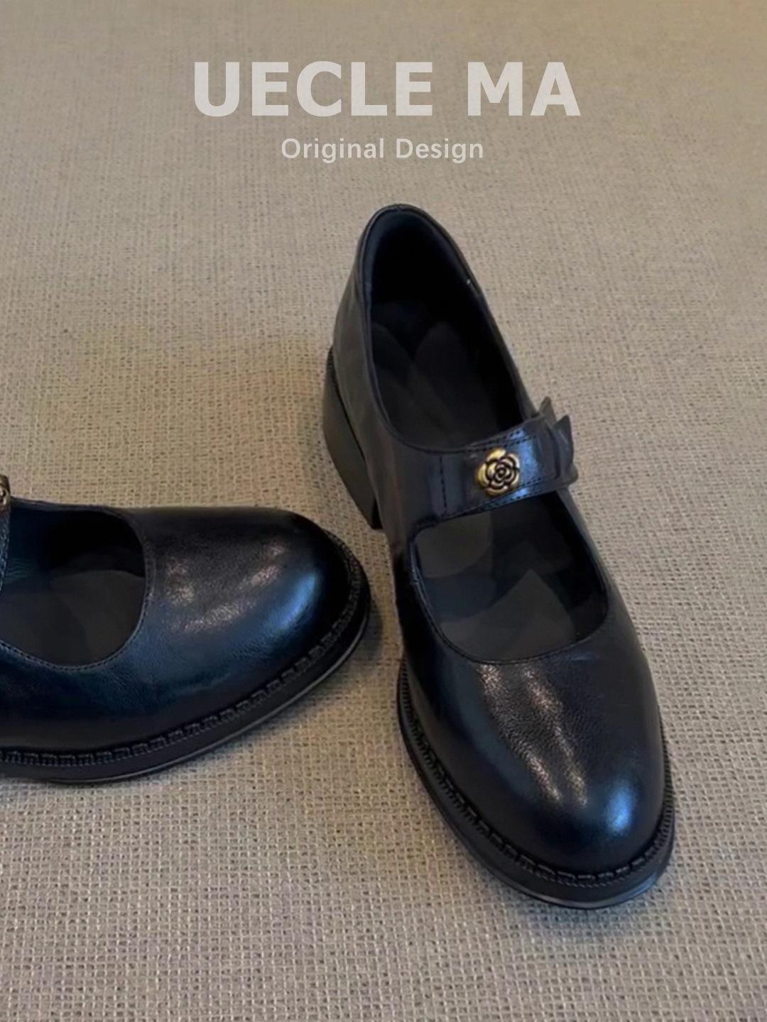 

Версия из овчины~ туфли Мэри Джейн на платформе женские 2025 новая весна и осень черные одинарные туфли ретро повседневные jk маленькие кожаные туфли 40