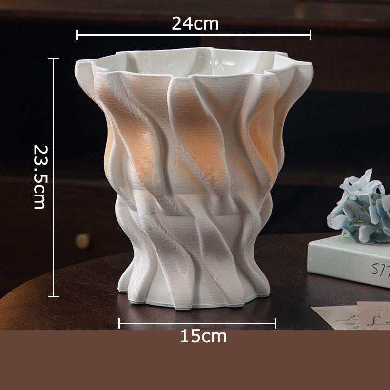 Wave Striped Ceramic Vase Creative Plant Pot Table Decoration Ornaments Flower Arrangement Floral Vases Room Aesthetic Decor