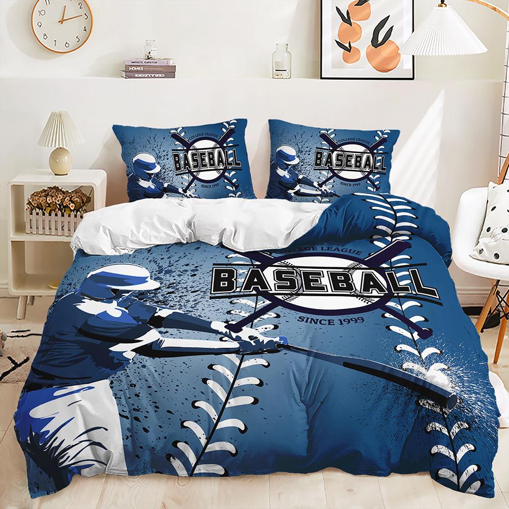 Baseball Sports Pattern Printing Quilt Cover Pillowcase 3D Digital Printing Three-Piece Set