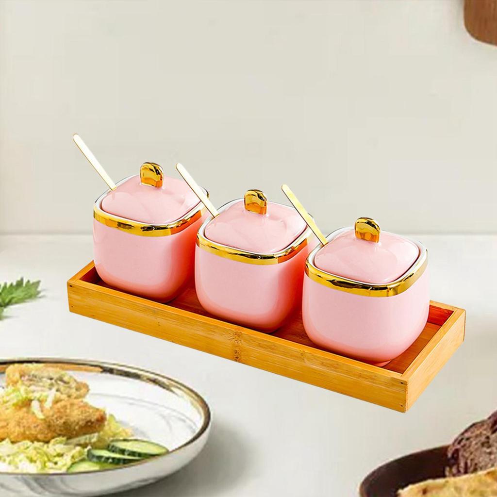 Ceramic Condiment Pots Sugar Bowls Seasoning Pots for Salt Paprika Pepper
