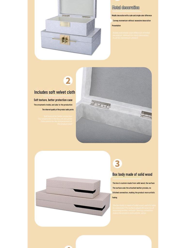New Chinese Minimalist Jewelry Storage Box: Leather, Wood, Metal Design
