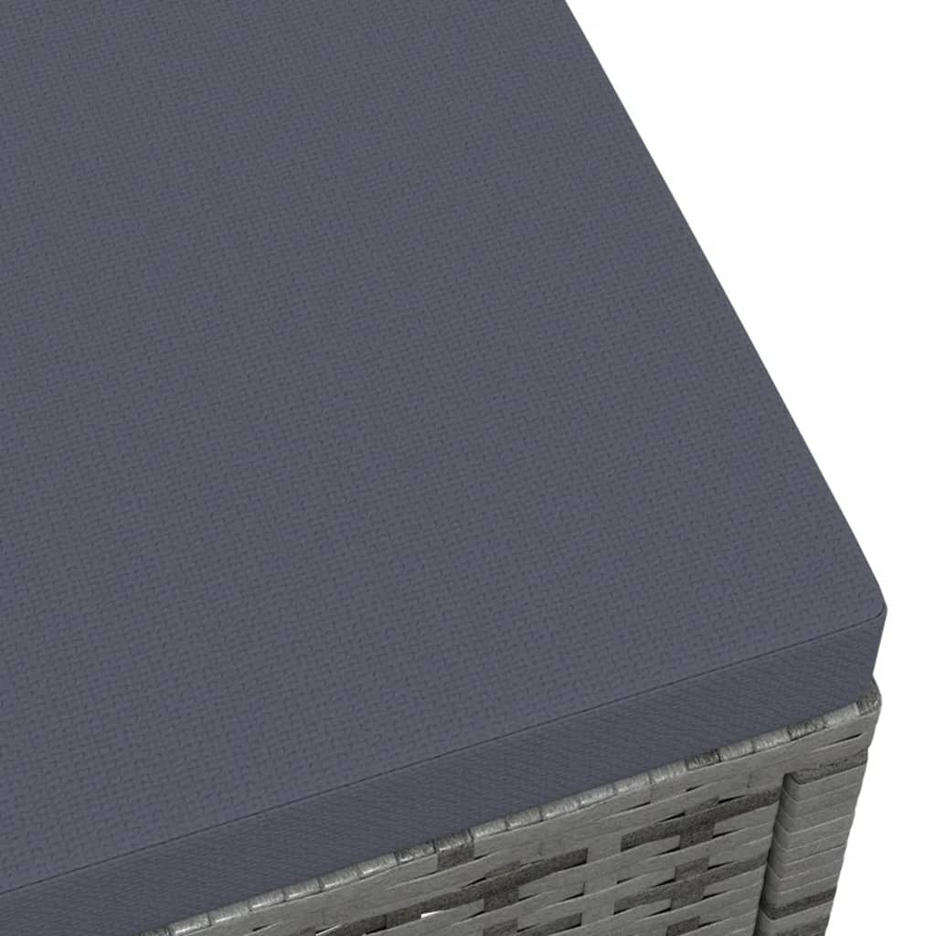 Outdoor Footstool with Cushion Gray Poly Rattan