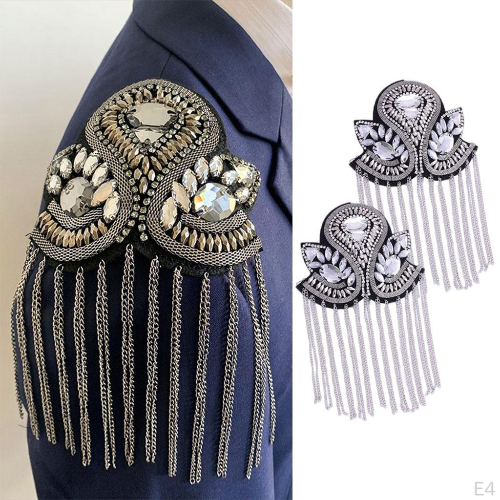 2Pcs Brooch with Epaulet Fringe for Festive Occasions