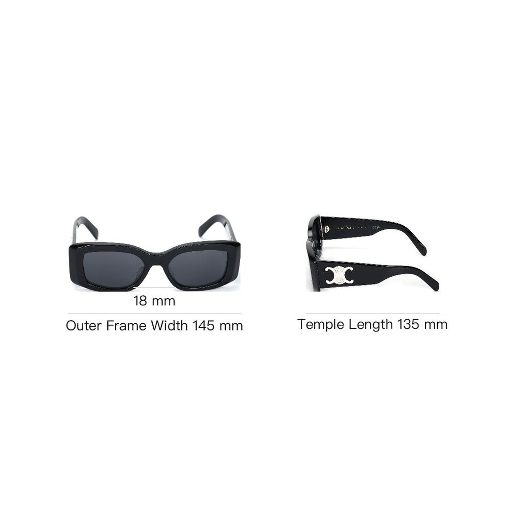 Celine Rectangular Sunglasses With Engraved Temples Women Sunglasses Black CL40282U5301A