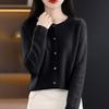 Women's Fashion Solid-Color Fall/Winter  Neck Cardigan Knit Sweater Loose-Fit Versatile Long-Sleeve Base Layer Sweater
