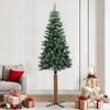 VidaXL Slim Christmas Tree Real Wood and White Snow Green 210cm