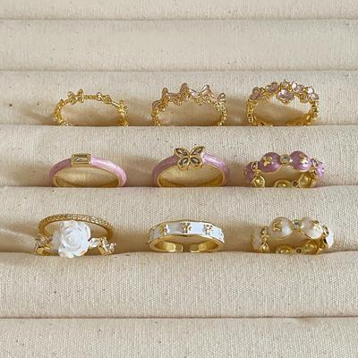 Sweet Butterfly Flower Purple Oil Drop Ring Female Niche Personality High Sense Simple Versatile Fashion Ring Ring