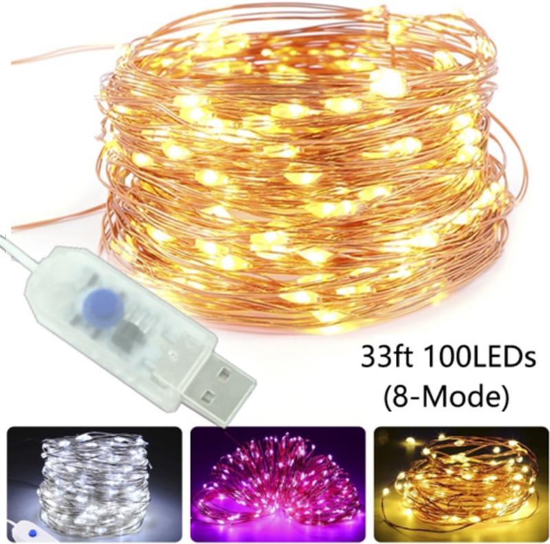 1-10M 10-100LED USB Fairy Lights Copper Wire String Lights Xmas Party Decor Lamp 1-10M 10-100LED USB Fairy Lights Copper Wire String Lights Xmas Party Decor Lamp