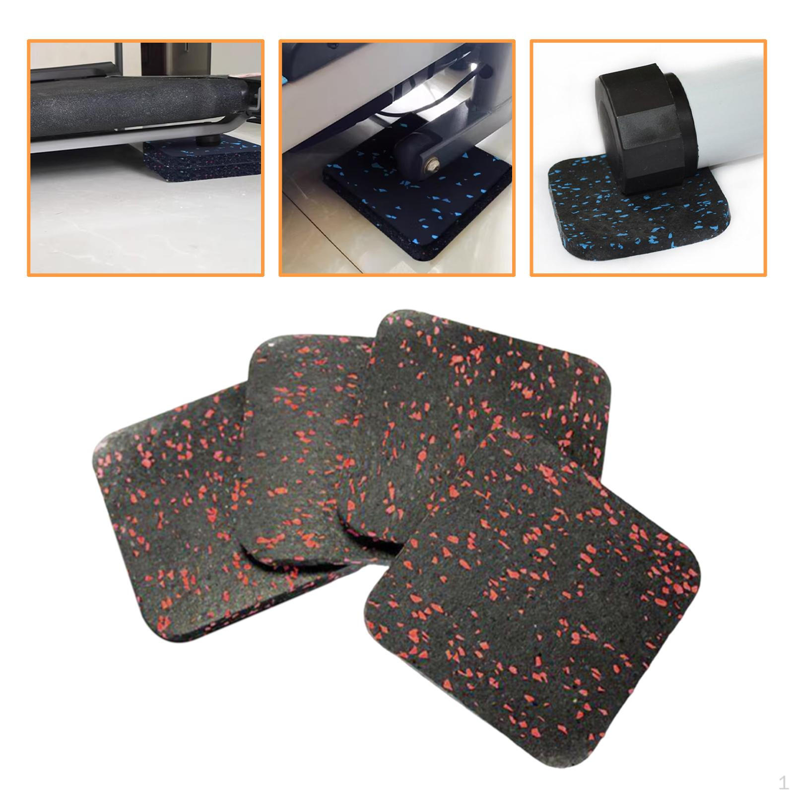 

4 Pieces Treadmill Mat Pads 10mm Thick Protect Floors High Density Rubber Square Silent Foot Pad for Black Orange