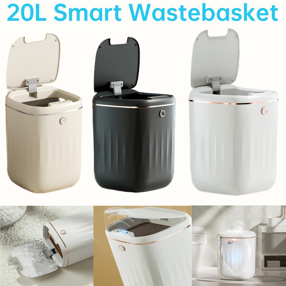 Domowy Kosz na Śmieci z Czujnikiem Ruchu Luksusowy Inteligentny Kosz Duża Pojemność Zasilany Bateryjnie do Kuchni Łazienki Biura