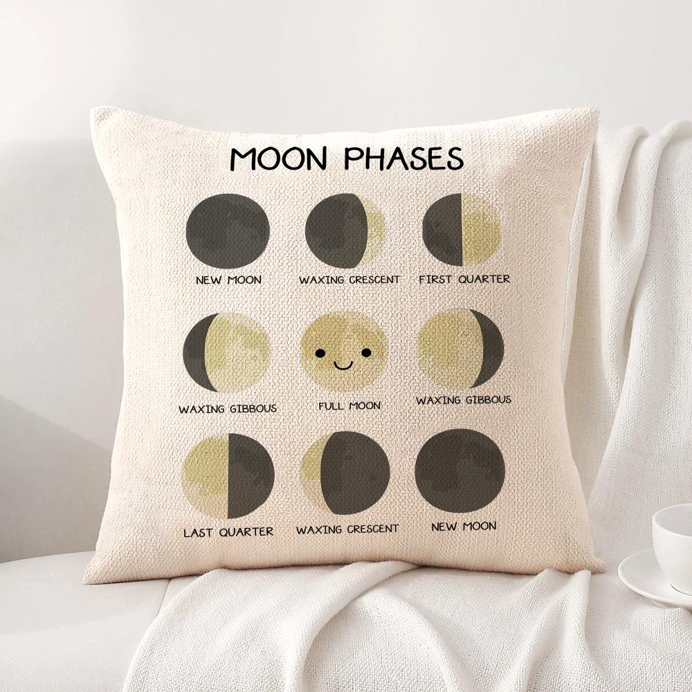 English Education Cushion Cover Natural Linen Organic Fabric DoubleSided Printing Sofa Home Decor Breathable Bed Pillow