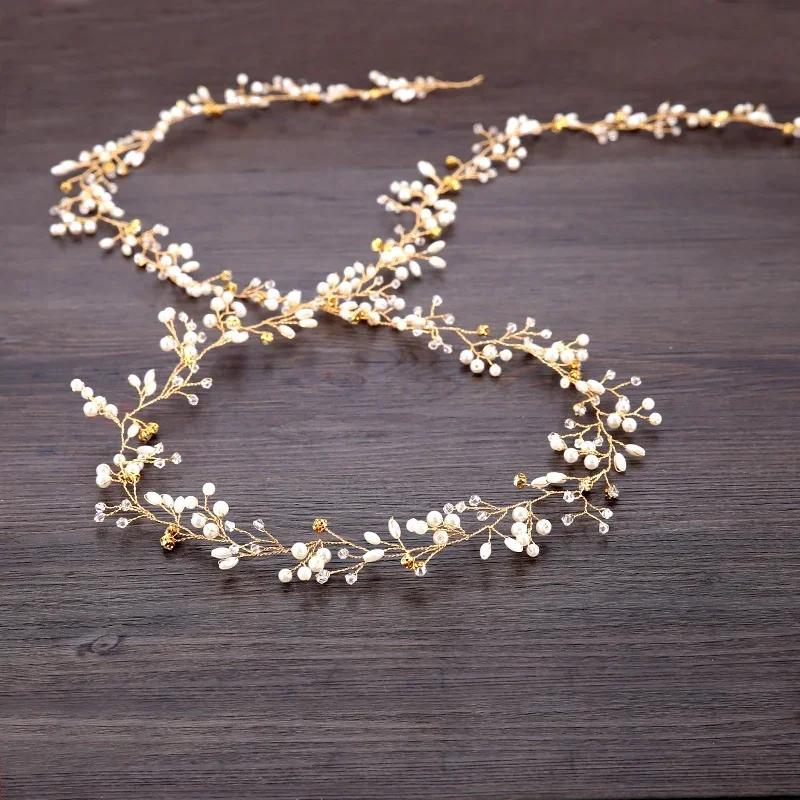 Tocado de Moda Nupcial Occidental para Novia Hecho a Mano Boda Cristal Perla Accesorios para el Cabello Adornos Horquilla de Diamantes de Imitación