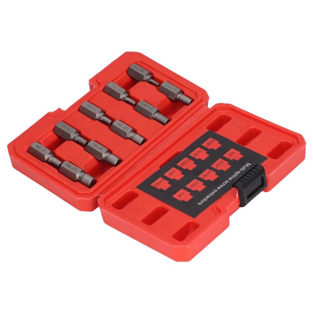 10pcs Multi Spline Broken Screw Removal Tool Bolt Extraction Tool  For Stripped Screws