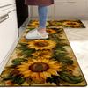 1 Stück Anti-Ermüdungs-Küchenteppiche, Sonnenblumen-Print Wasserdicht Rutschfest Dick Gepolsterte Küchenmatte Strapazierfähige Komfort-Standmatte für die Küche