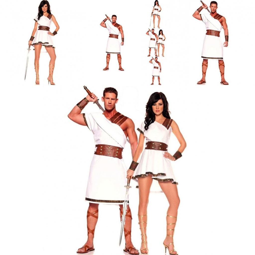 Costume di Halloween Unisex Taglia M XL per Adulti, Abito da Guerriero Greco Egiziano per Coppie Cosplay