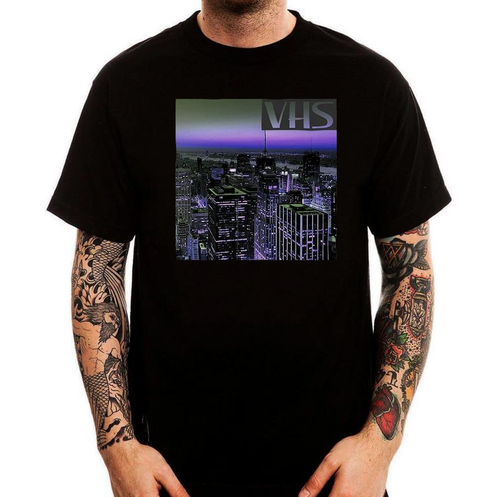 VHS City View Retro Old School Vaporwave Printed Cotton T-Shirt Top Tee 100