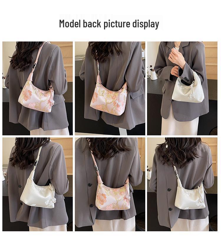 Chinese Embroidery Women's Versatile Underarm Crossbody Handbag
