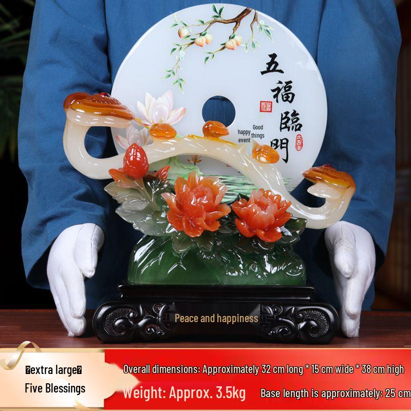 Ping An Kou Jade Stone Ornament for Wealth and New Home - Office and Living Room Decor