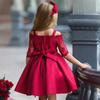 One-Shoulder-Spitze-Sling-Ärmel-Satin-Tutu-Kleid für Babys, elegantes Prinzessinnen-Party-Hochzeitskleid für Teenager-Mädchen, Rot, Grün, Weiß, 3–10 Jahre