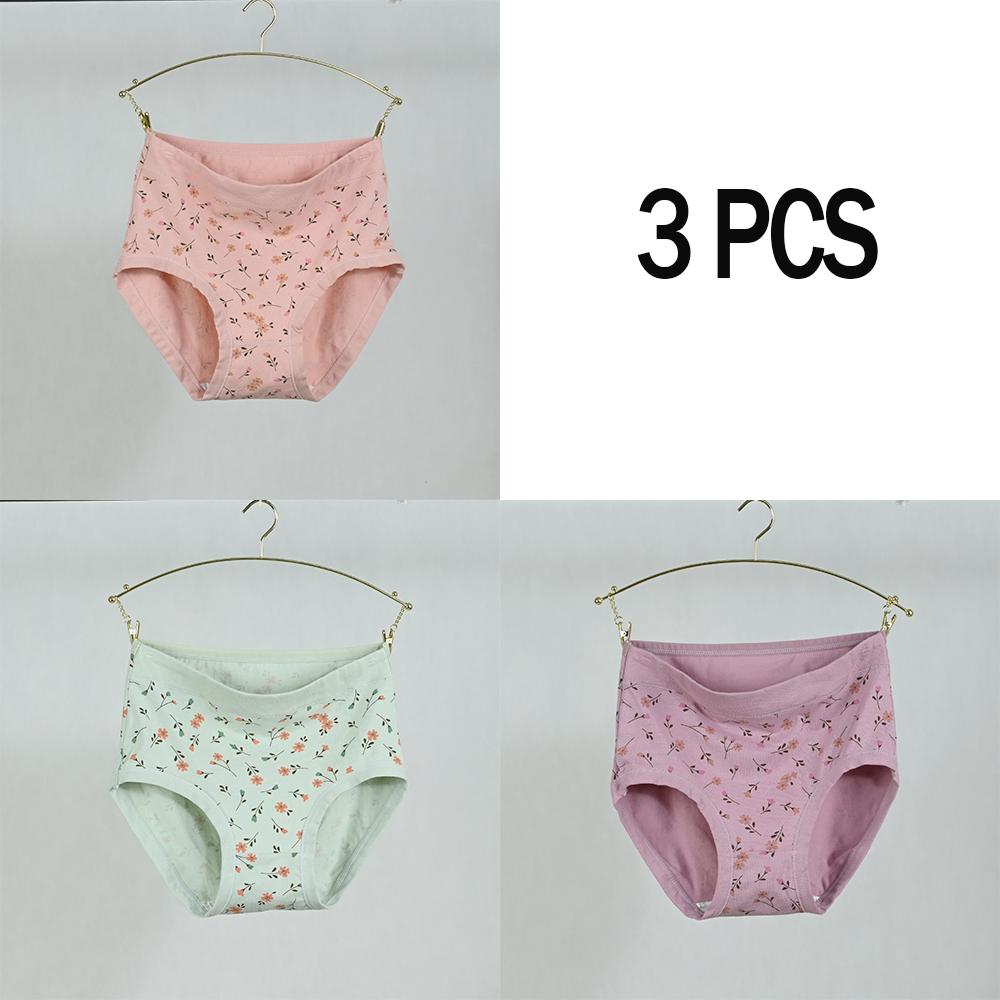 

3 шт. Женские хлопковые трусики Трусики с высокой посадкой Модные трусики для девочек с цветочным принтом Дышащее женское нижнее белье больших размеров M&3pcs