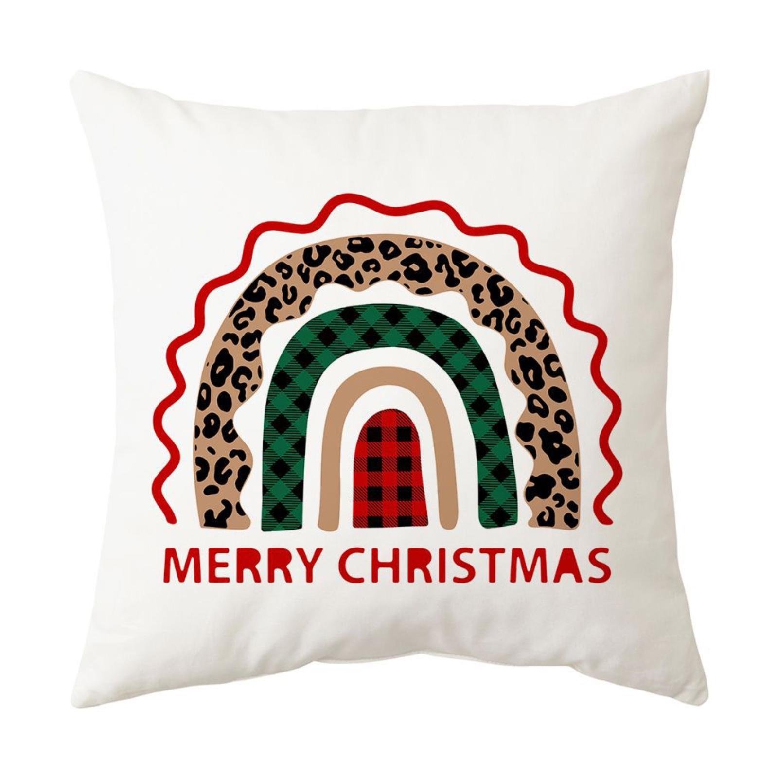 Christmas Decoration Sofa Throw Pillow Cover Deer Snowflake Christmas Tree Linen Interior Decoration Pillow Suitable For Living Room Bedroom One Size