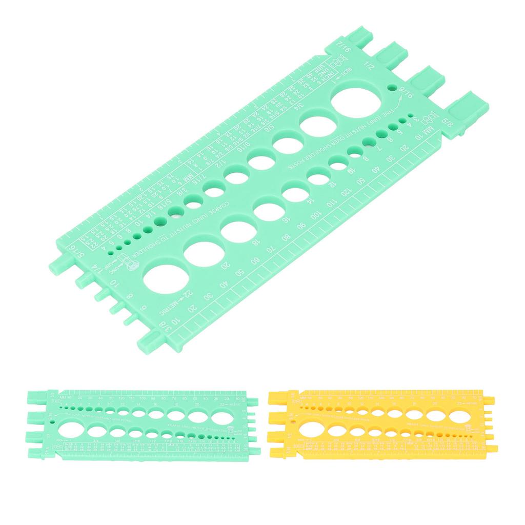 Bolt Measuring Tool Plastic Integrated Portable Inch and Millimeter Scale Nut Bolt Thread Gauge