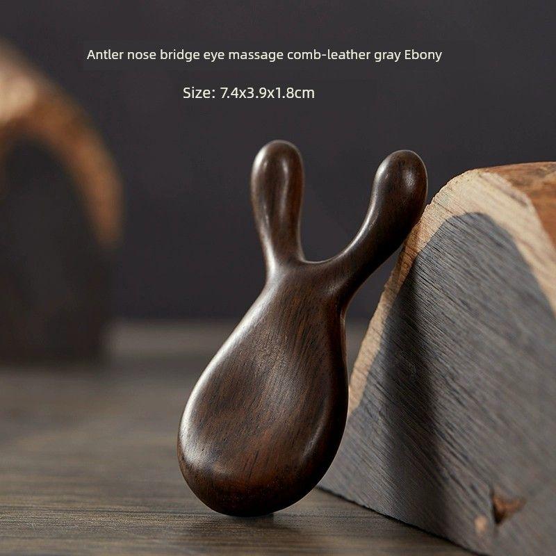 Original Heart Natural Green Sandalwood Antlers Electric Eye Massager Antler Eye Massage Comb-Ebony