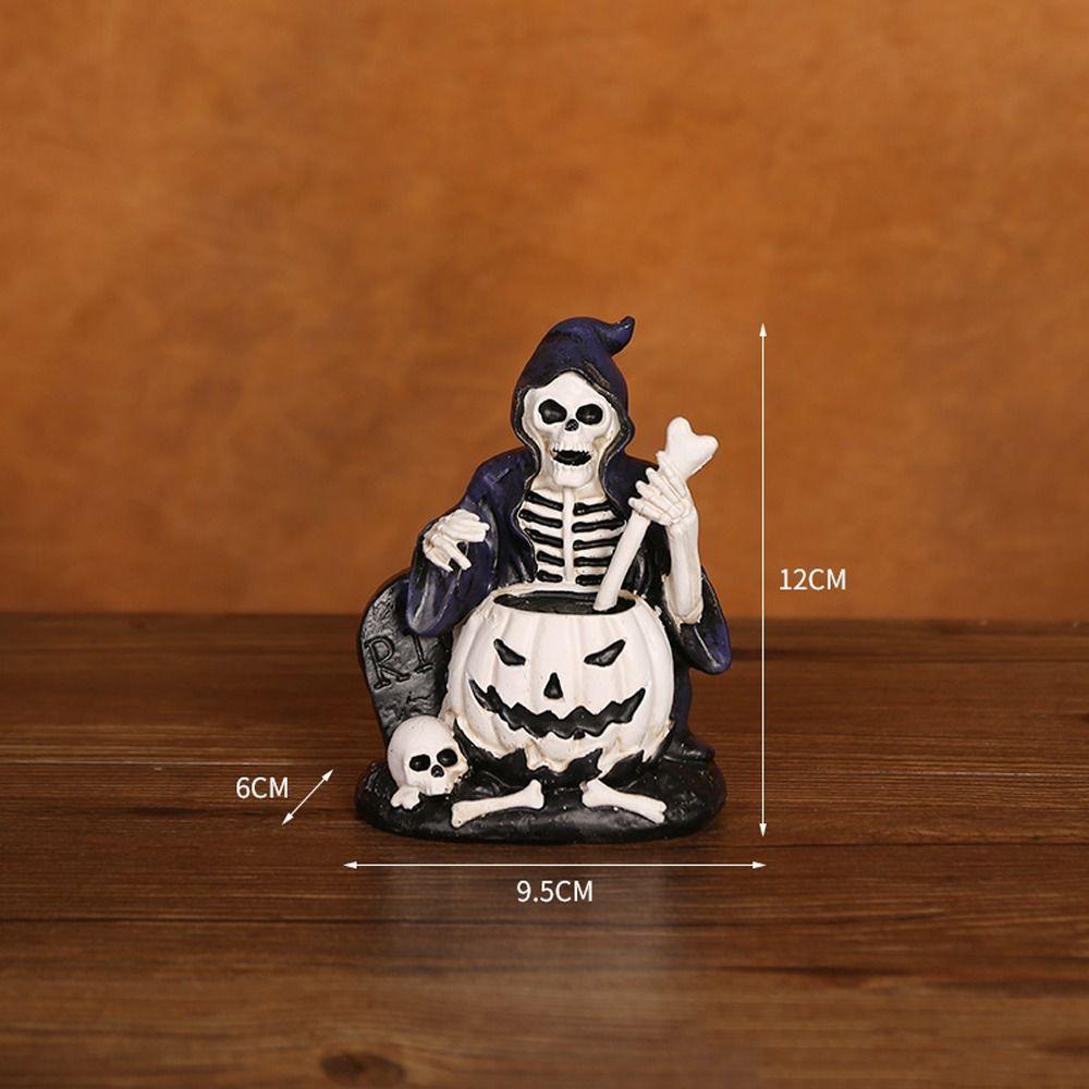 Resin Mini Skeleton Figurines Realistic Artificial Skull Model  Halloween Decor Gifts