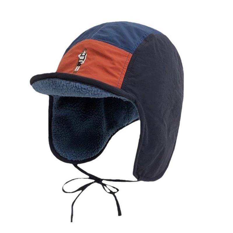 Embroidery Fleece Lined Hat Windproof Earmuff Trapper Hat for Adult Cold Weather