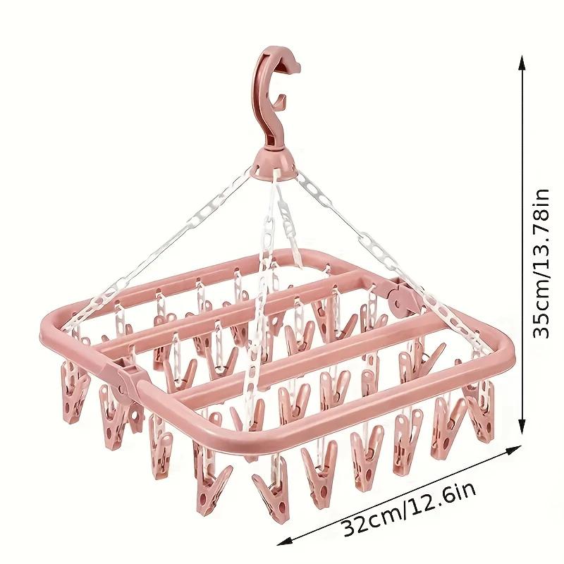 Plastic Hanger with 32 Clips, Designed Specifically for Hanging Clothes, Underwear, Socks, and Daily Household Items