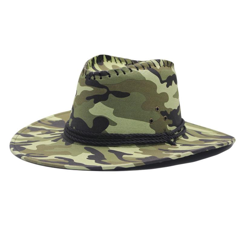 New Camouflage Jazz Hat Outdoor Men's Summer Beach Denim Hat Travel Big Brim Sun Protection Visor