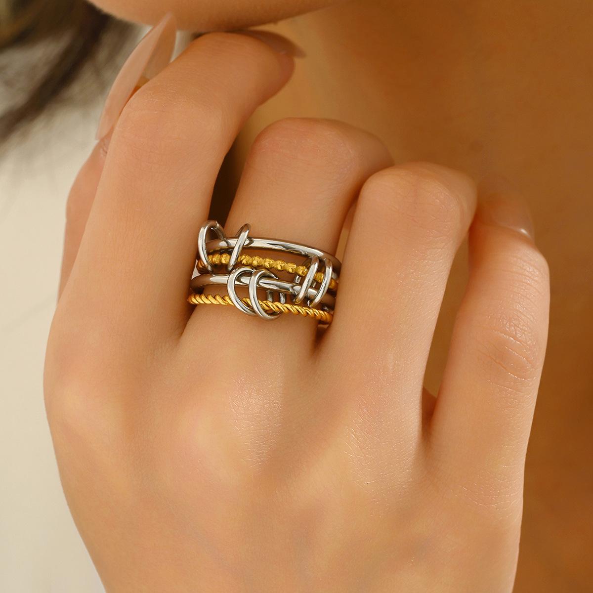 

Популярный женский набор колец-стеков, геометрический дизайн с 18-каратным покрытием, ювелирное изделие - кольцо-крест