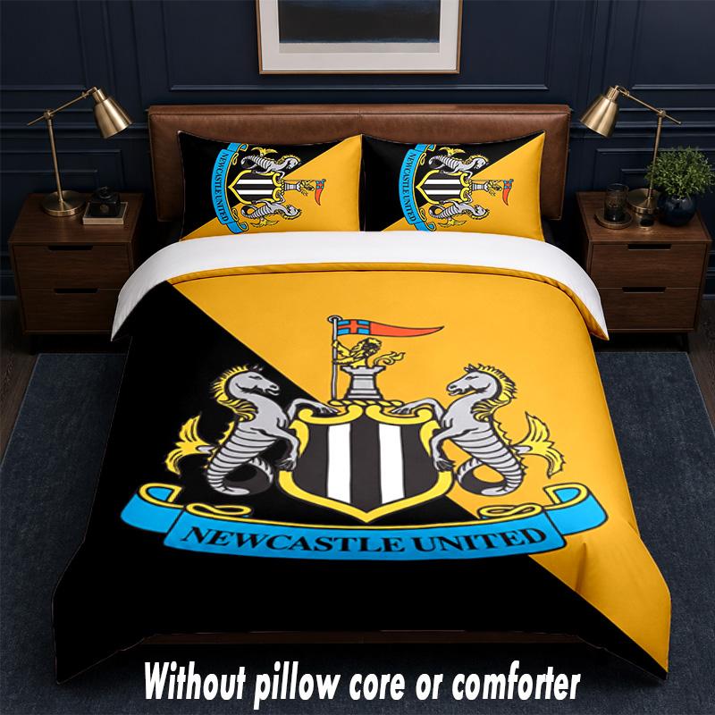 Set Biancheria da Letto Design Calcio Newcastle United 1 Copripiumino + 2 Federe Morbido Traspirante Biancheria da Letto per la Casa
