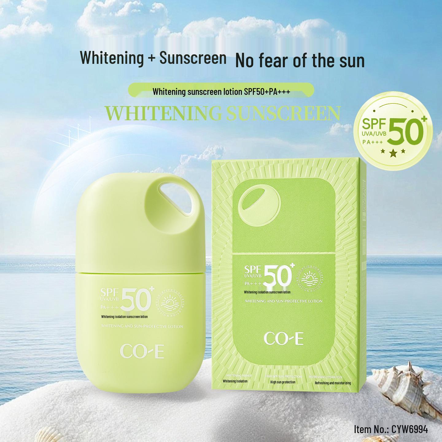 CO-E Han Yi Whitening Sunscreen SPF50+ PA+++: Brightens, Rejuvenates, Non-Sticky. CYW6994