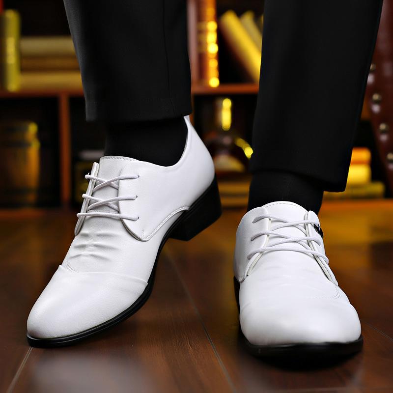 Herren Lederschuhe mit Innensohle aus Rindsleder, Jugend, weiche Sohle, weiche Oberfläche, weiße Herrenschuhe, Little White Shoes zum Schnüren, Hochzeitsschuhe