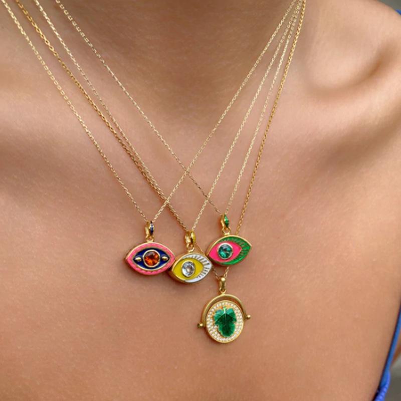Wear Personalized Wear Enamel Glaze Devil'S Eye Necklace Personalized Street Necklace