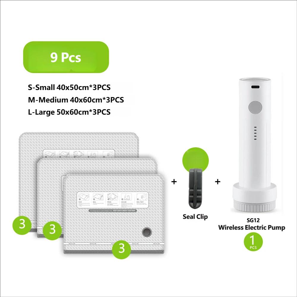 Vacuum Storage Bags with Electric Pump Valve Space Saver Compression Sealed Organizer for Clothes Wardrobe Travel Luggage Reusable Large Capacity