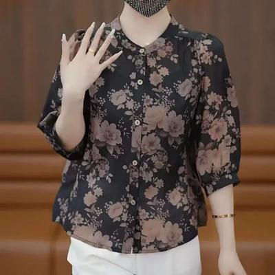 Topuri noi de vară cu mânecă trei sferturi pentru femei Cămăși elegante și la modă pentru femei Largi și răcoroase