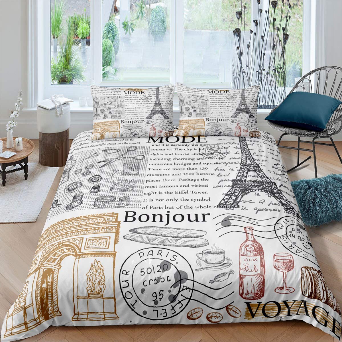 

Old Newspaper Duvet Cover Set Kid Hot Air Balloon Comforter Cover Retro Truck Bedding Set Microfiber Bicycle Vintage Quilt Cover Tool EU single(135x200cm)