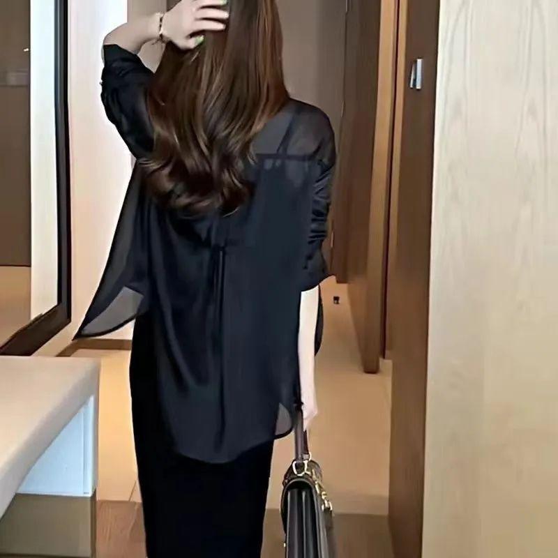 Women's Chiffon Shirt Top Summer Plus Size Sun Protection Shirt Summer Thin Jacket Shirt