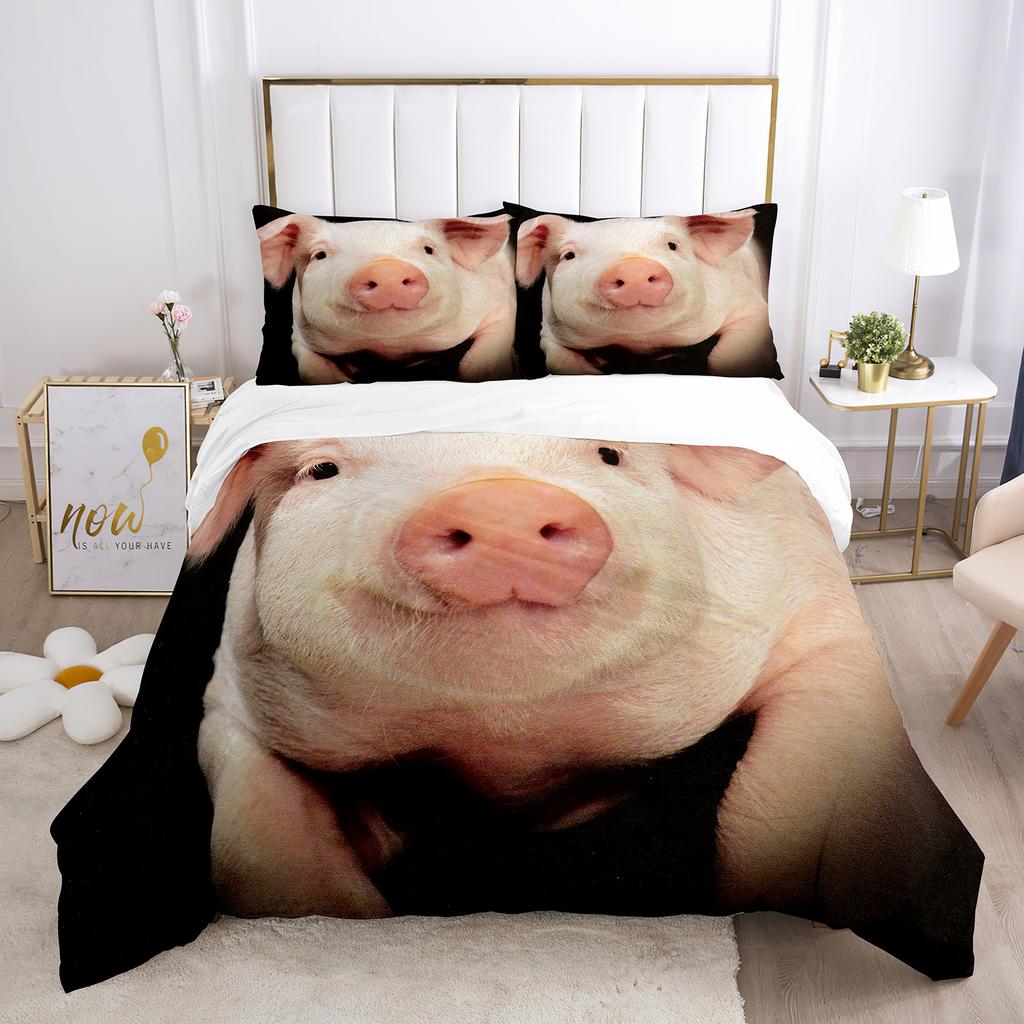 Comforter Pig Queen Size Microfiber Cute Pig Animal Theme Twin Bedding Set Farm Animal 2/3Pcs For Boys Girls