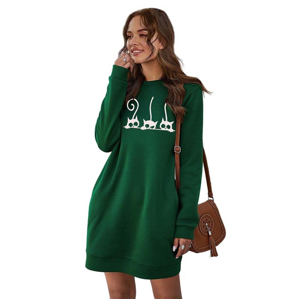 Buy Women Long Sleeve Cute Cat Printed 