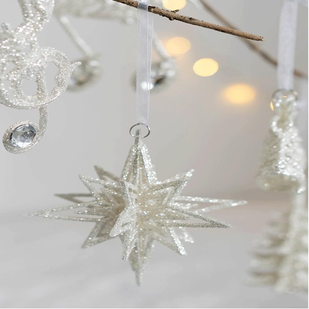 Glitter Christmas Decorations Plastic Xmas Tree Hanging Ornaments DIY Angel Fairy Pendant