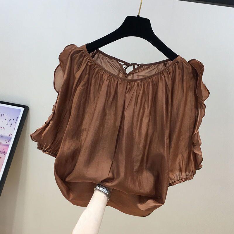 2025 Women's Sweet Chiffon T-Shirt: Flattering Summer Style, Versatile Short-Sleeve for Plus-Size Fashion.