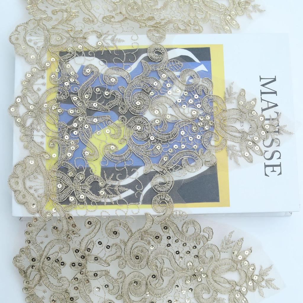 27Cm Gold Thread Lace Barcode Clothing Accessories Fabric Gold Lace Embroidery Lace Clothing Accessories Lace
