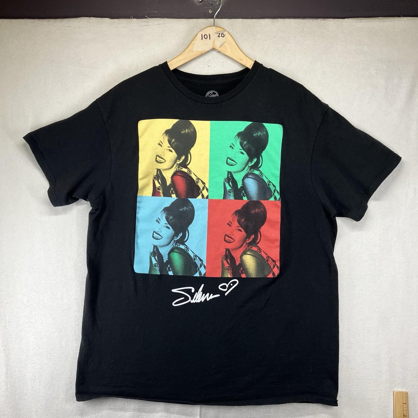 Selena Graphic T-Shirt Pop Art Style Black All Cotton Mens Large Thin S