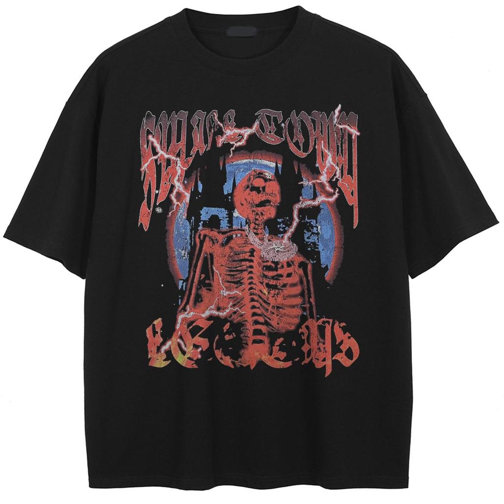 Halloween Skelton Graphic T-Shirt Cotton Tshirt Unisex Tops Tees Summer Short Sleeves T Shirt