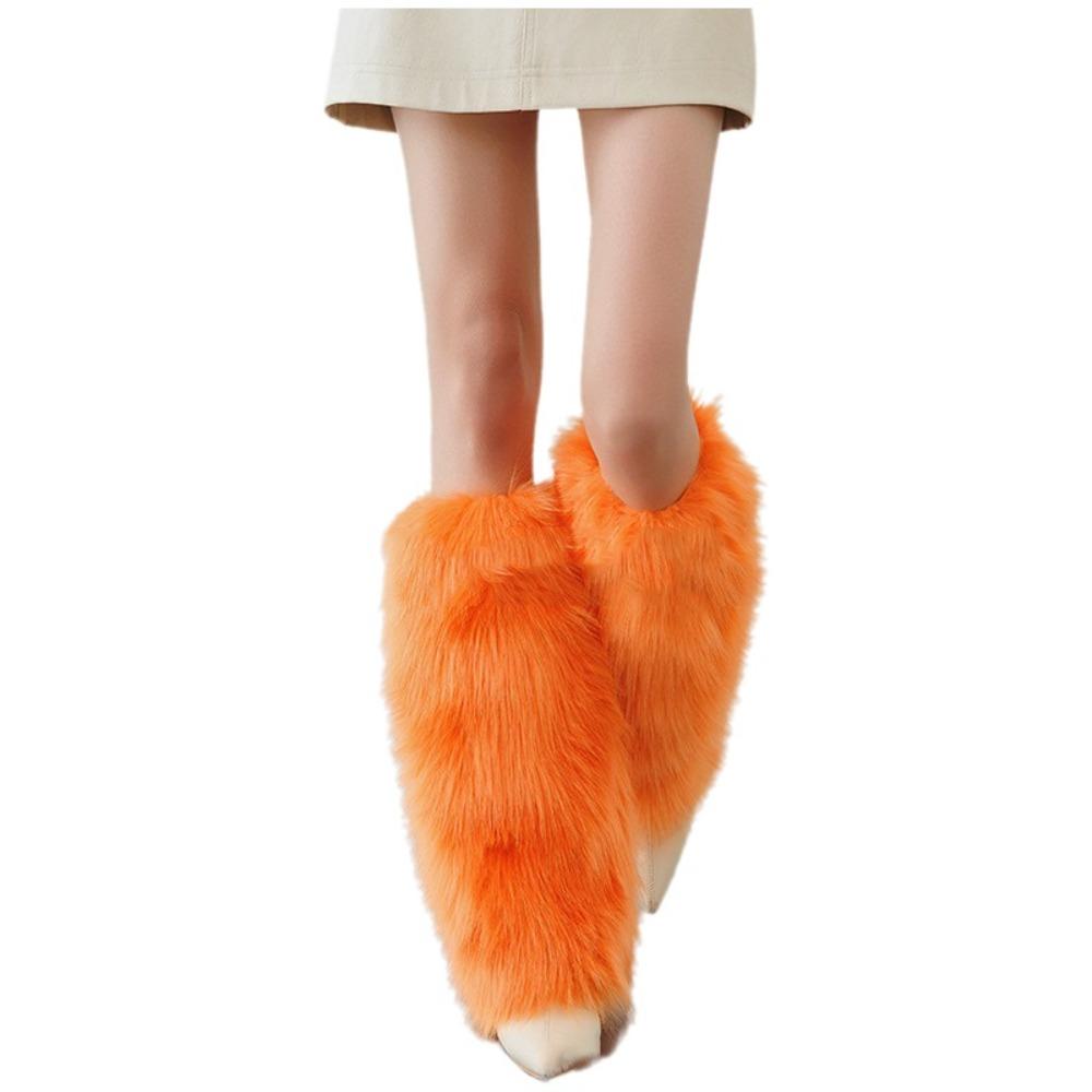 Pokrývky na boty Lolita z umělé kožešiny 40cm Dlouhé ponožky Harajuku Styl Kožešinové návleky na nohy Použití pro Cosplay
