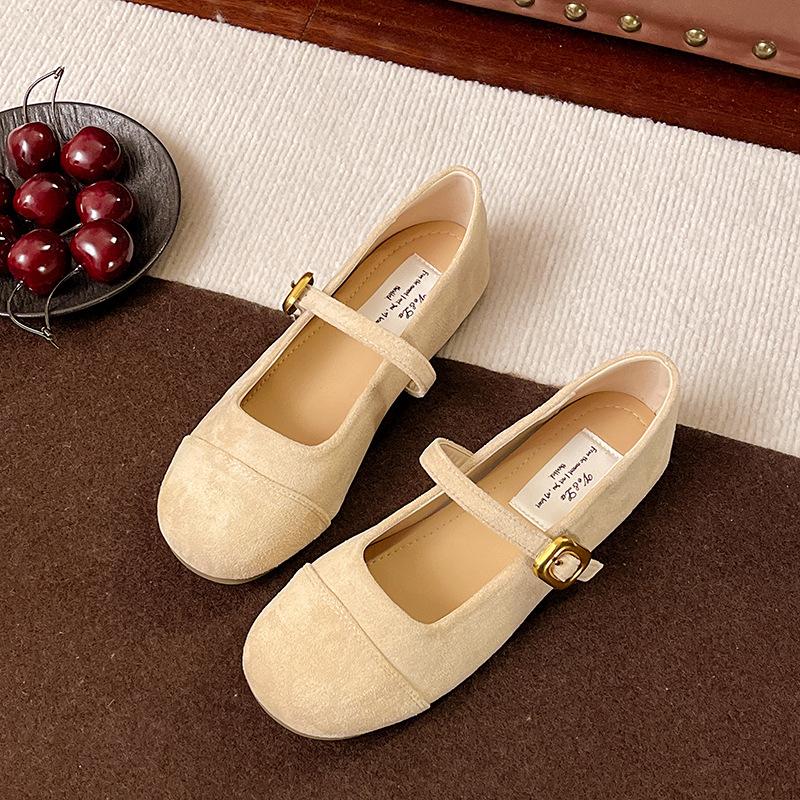 Retro Nischen-Ballettstil runder Kopf flacher Ausschnitt Einzelne Schuhe Damen 2025 Frühling und Herbst neu Französische Fee flache Mary Jane Schuhe