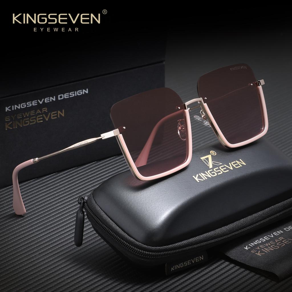 KINGSEVEN Frameless Women's Sunglasses Luxurious Fashion Gradient Polarized UV400 Eyewear Leisure Vacation Anti-Glare Glasses